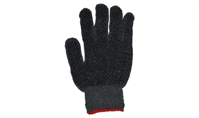 GUANTES TEJIDOS CON PUNTOS PVC gris